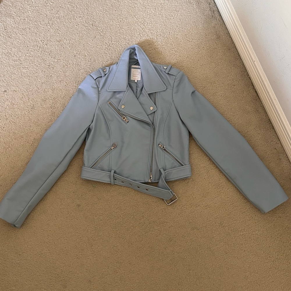 Baby blue leather jacket